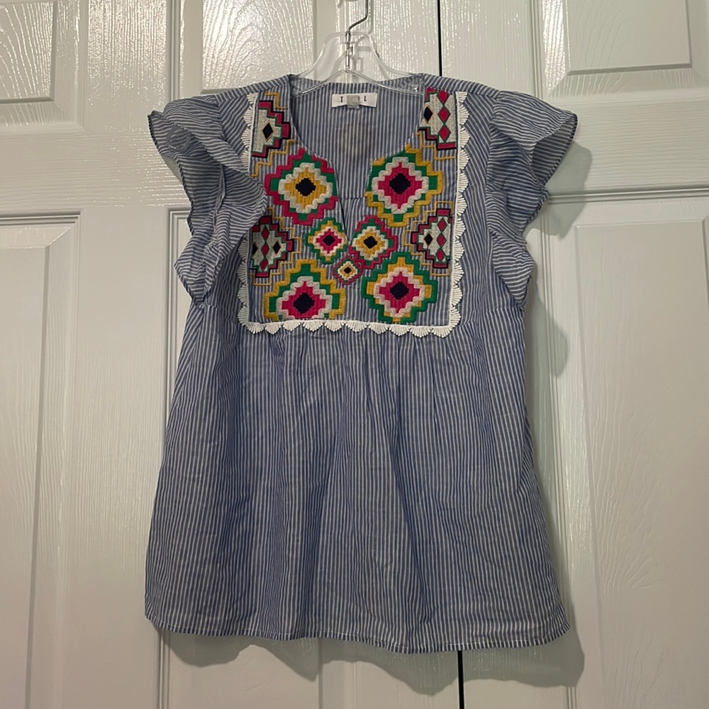 Ivy and Leo Ruffle Sleeve Cotton Blouse
